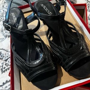 AÉROSOLES Wild Cat Patent Leather Sling Back Sandals - Size 8 NEW